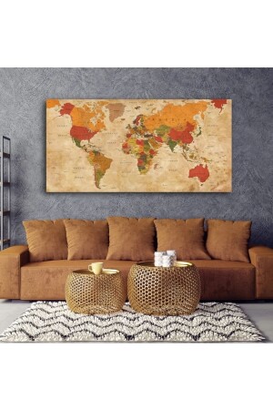 Dünya Haritası Kanvas Tablo Behjkqu8 HARİTA9631471 - 2