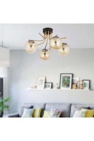 Edin 4Lü Siyah Eskitme Bal Camlı Modern Genç Odası Yatak Odası Salon Avize 3559-04-BL - Apliqa