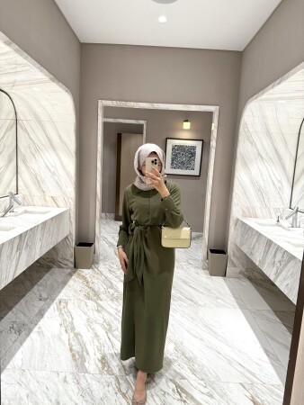 Efil Bağlamalı Elbise - Haki - Duendeca