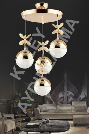 Efna 4 Lü Gold 3 Renk Sarkıt Avize - Kuzey Aydinlatma