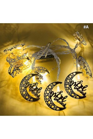 Eid Mubarak Iyi Mubarek Bayramlar Motifli Dekoratif Pilli Led Işık Zinciri - 2