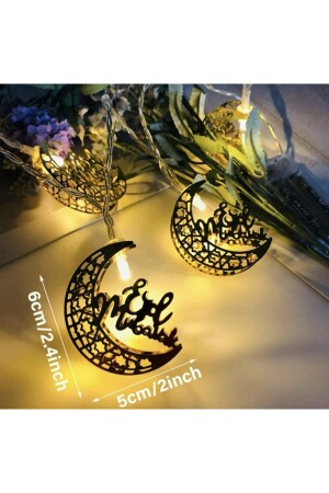 Eid Mubarak Iyi Mubarek Bayramlar Motifli Dekoratif Pilli Led Işık Zinciri - 3
