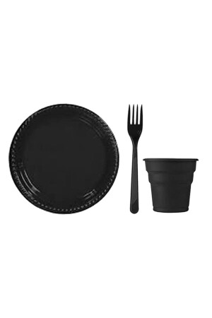Einweg-Gabelset aus schwarzem Glas, Kunststoff, für 25 Personen - Surprise Party Store