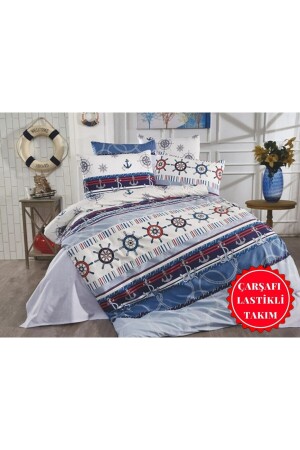 Einzelbettbezug-Set für Jungen und Kleinkinder mit Schiffs- und Matrosenmodell und elastischen Laken - Şahinhome