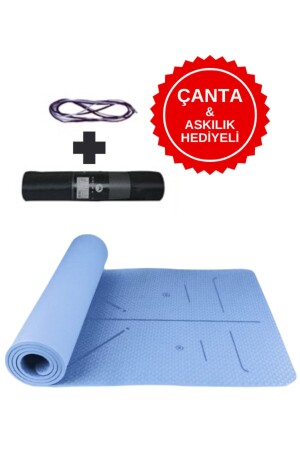 Ekstra Konforlu Yoga Matı - 8mm Kalınlık, Ekolojik Tpe Pilates Egzersiz Minderi Mavi XTPE - 1