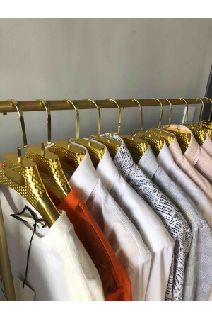 Elbise Askısı 10 Adet Gold Renk Kaplama Ceket Elbise Tişört Askısı bls40altın - 2