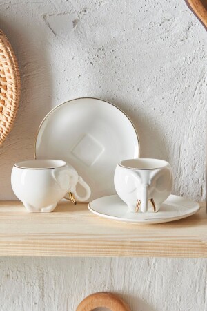 Elefanten-Kaffeetassen-Set aus Porzellan für 2 Personen, 90 ml, 153. 03. 06. 9824 - Karaca