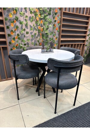 ELISA 4 KİŞİLİK YUVARLAK MUTFAK MASASI TAKIMI SOFT18 - Royal