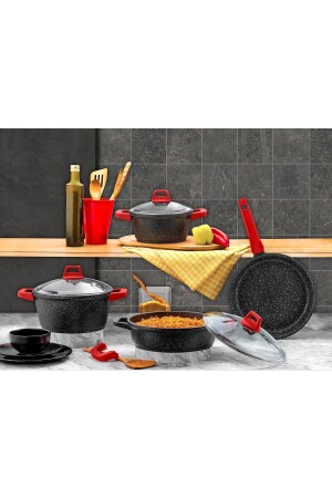 Elit 7-teiliges Topf- und Pfannenset aus gegossenem Granit HSPT_GÜL|5546###1 - Gülsan
