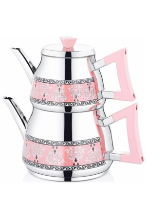 Elit Desenli Çaydanlık Takımı Orta Boy 1.2lt - 2.2lt Pudra Pembesi elit çaydan - NİCE