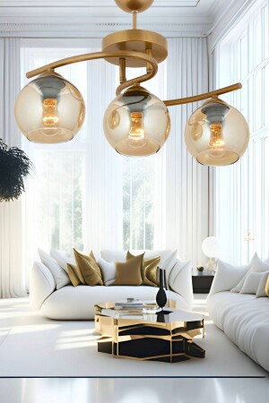 Elite 3Lü Eskitme Bal Camlı Modern Mutfak Yatak odası Salon Avize - Apliqa