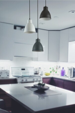 Enzo Özel Tasarım Modern Salon - Mutfak - Cafe Siyah - Antrasit - Beyaz 3 Lü Sarkıt Avize ENZ09 - 1