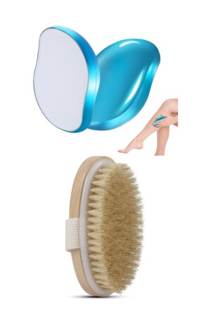 Epilasyon Aleti Tüy Silgisi Tüy Alıcı Fiziksel Kristal Epilatör Ve At Kılı Selülit Fırçası 2'li Set - Welta