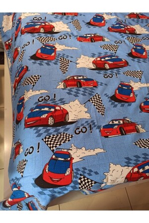 Erkek Çocuk Arabalı Go Car Desen Baskılı 150x240 Cm. Tek Kişilik Tek Pike - Mavi - Şener Home
