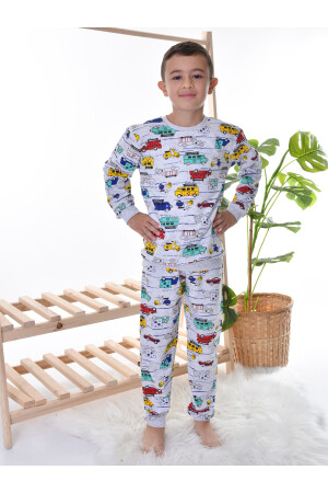 Erkek Çocuk Gri Arabalı Pijama Takım 1-11 YAŞ PİJAMA TAKIMI - 1