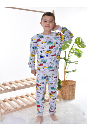 Erkek Çocuk Gri Arabalı Pijama Takım 1-11 YAŞ PİJAMA TAKIMI - 3