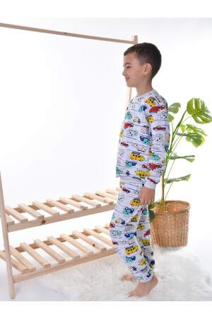 Erkek Çocuk Gri Arabalı Pijama Takım 1-11 YAŞ PİJAMA TAKIMI - 6