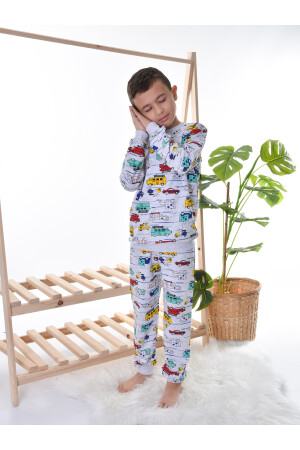 Erkek Çocuk Gri Arabalı Pijama Takım 1-11 YAŞ PİJAMA TAKIMI - 8