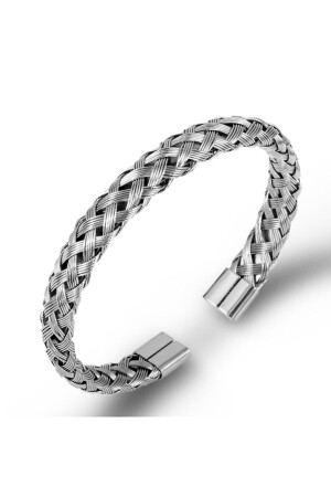 Erkek Gri Örgü Kelepçe Çelik Bileklik Ec53by ec53 - Chavin