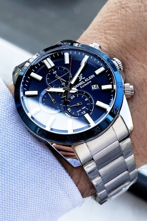 Erkek Kol Saati 3 Atm Su Geçirmez Gümüş-mavi Renk Çelik Kordon Bileklik Cbk459 DKER2002 - Daniel Klein