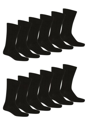 Erkek Siyah Pamuklu 12'li Paket Çorap 00224 - 1