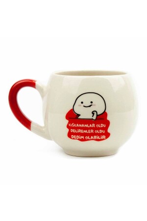 Es gab Leute, die neidisch waren, es gab Leute, die verrückt waren, ich sagte, es sei möglich, cremefarbene und glänzende Ballontasse (ROTER GRIFF) – Gift Seram - Palto Tasarım