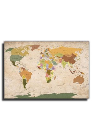Eskitme Vintage Dünya Haritası Kanvas Tablo dünyaharitası1 - 4
