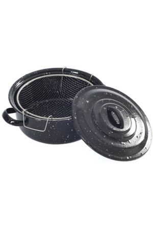 Essen Black Emaille Chips Fryer Bratpfanne mit Deckel 25 cm sunday01 - Genel Markalar