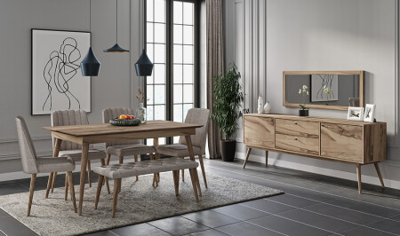 Esszimmer aus karminrotem Walnussholz - Cadde Yıldız