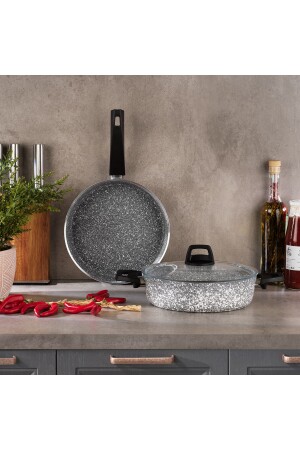 Eternal Basık Tencere 26cm-tava 26cm-2 Li Set-gri 1S1621-22006-GRI01 - Schafer