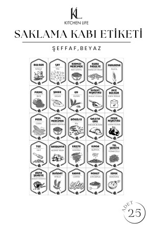 Etiketli 12 Li Büyük Boy Square Kare Saklama Kabı Seti 1.2lt Antrasit Erzak Kavanoz Seti MCH09175 - 7