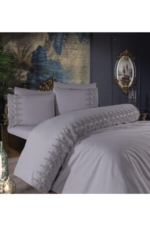 Fabella Gri Çift Kişilik Nevresim Takımı CBFBL - Çeyiz Bahçesi