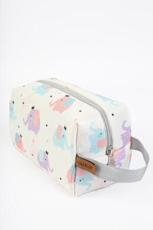 Fermuarlı Kirli Temiz Ve Islak Kuru Bebek Çamaşır Giysi Kıyafet Çok Amaçlı Makyaj Çantası Elephant - Hamur