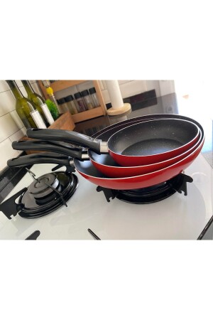 Feuerfestes, antihaftbeschichtetes Teflon-Pfannenset, 16–20–24 cm, für den täglichen Gebrauch, 3er-Set - Sobapark