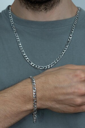 Figaro Herren-Set aus Stahlhalskette und Armbandkette Ack06t MDL-ACK06T - Takı Dükkanı
