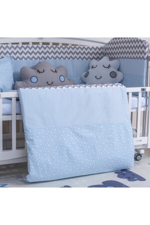 Figürlü Mavi Beşik Bebek Uyku Seti Cibinlikli 70x130 MBUFGM01 - 4