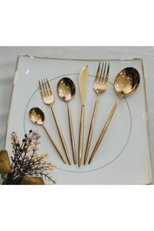 Fırat Gold Titanyum Çatal Kaşık Seti 36 Parça CMDFBGT0101 - BRONDOFF