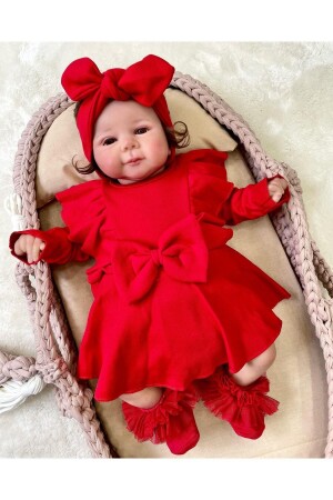 Fiyonklu Romper Elbise Kırmızı - Pony Baby