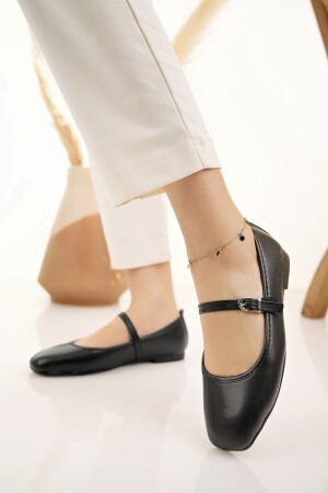 Flache Damenschuhe mit schwarzem Band und Gürtel, leicht, bequem, stilvoll, Business- und Büro-Freizeitschuhe - Modafırsat