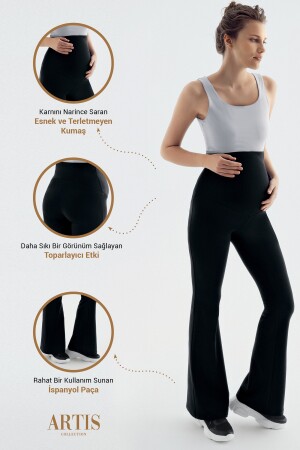 Flexible Umstandsstrumpfhose mit ausgestelltem Bein und hoher Taille - Artış