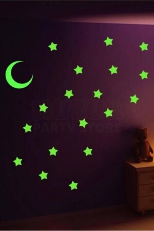 Fosforlu Parlak 36 Adet Yıldız Ay Duvar Çıkartma Sticker Tavana Yapıştırmalı Ramazan Bayramı Süsü Tüm Yaşlar - 5
