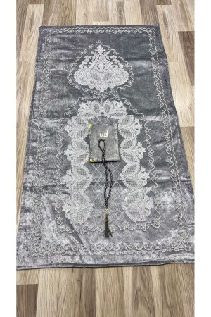 Fransız Güpürlü 3 Parça Kadife Çeyizlik Seccade Seti - Ayhanhome