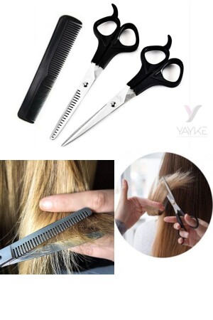 Friseur-Set – 3er-Set mit Haarschneideschere, Zwischenschere und Kamm als Geschenk - Yayke