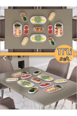 Frühstückspräsentation 11-teiliges Tellerset & Frühstücksset GOLDENKİTCHEN22 - GoldenKitchen