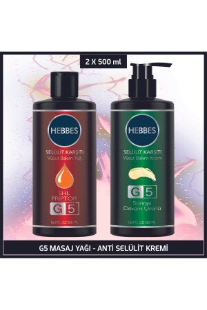 G5 Masaj Yağı - Anti Selülit Kremi Body Fit 2'li Set 2x500 ml İnceltici Sıkılaştırıcı Set - HEBBES