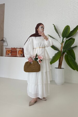 Garden Vual Kat Kat Elbise Beyaz - Nuuwears