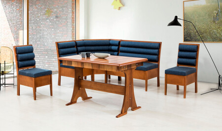 Gebogenes Küchen-Eckset – Marineblau - Cadde Yıldız