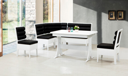 Gebogenes Küchen-Eckset – Weiß - Cadde Yıldız