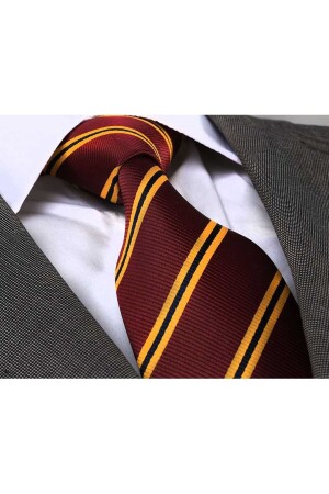 Gelb gestreifte bordeauxrote Jacquard-Harry-Potter-Hogwarts-Krawatte AD8517 - Exve Exclusive