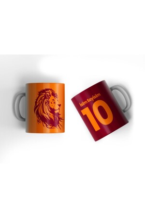 Gelbe rote Löwen-Trophäe, personalisierter, von Fans bedruckter Geschenk-Trophäenbecher - Offside